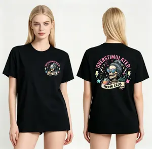 Overstimulated Moms Clubs 2 sided Shirt, Skeleton Mama Shirt, Mom Shirt, Funny Mama, Mother Day Gift   Shirt full size Cotton Top
