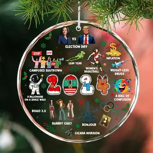2024 Year In Review Ornament, Notable Events 2024 Christmas Ornament, Commemorative, Newsmaker Cute 2024 Ornament, Year to Remember Ornament, Xmas Tree Hanging