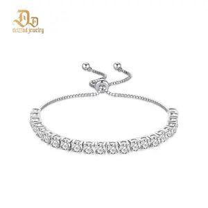 Delzzad 6.6ct Starlight Adjustable Bracelet Synthetic Moissanite Bracelet Jewelry Copper Chain Perfect Birthday Engagement Wedding Anniversary Valentine's Day Gift