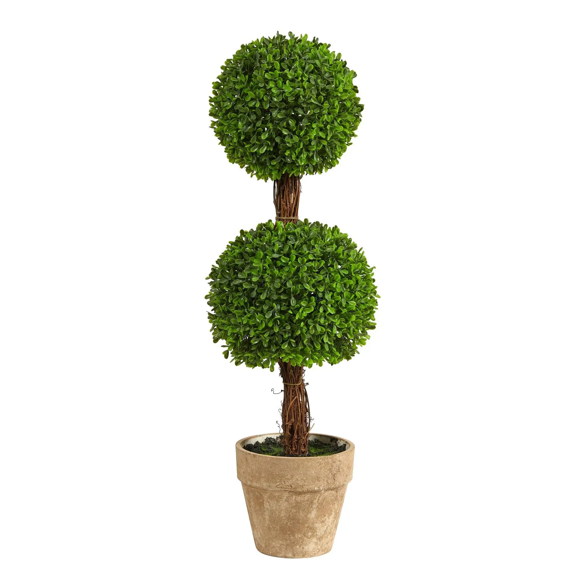 2.5ft Synthetic Boxwood Double Ball Topiary Artificial Tree - Indoor/Outdoor Home Decor Accessory for Botanical Aesthetic & Indoor Plants Decor