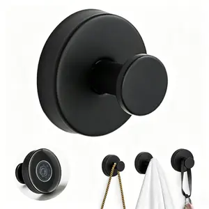 Suction Cup Hook, Matte Black 2/4 Pack, Removable No Drill Wall Hook for Smooth Tile Glass Mirror, Bathroom Hooks for Towel Robe Loofah and Small Items