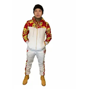 The Red African Print- Gray Tracksuit