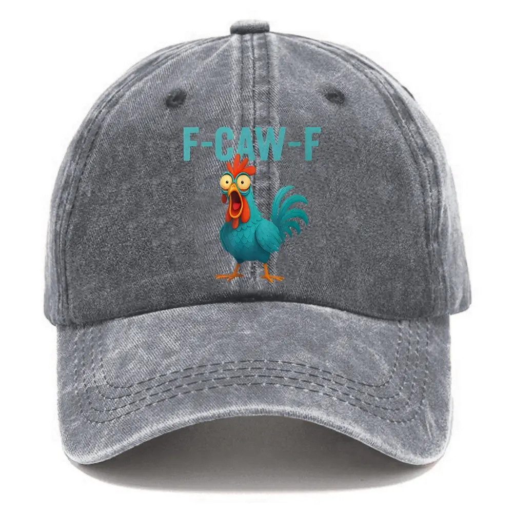 Unisex Washed Baseball Cap F-CAW-F Print Chicken Graphic Hat Retro Adjustable Dad Hats Gift for Men/Women, Unstructured/Cotton Newer Cap