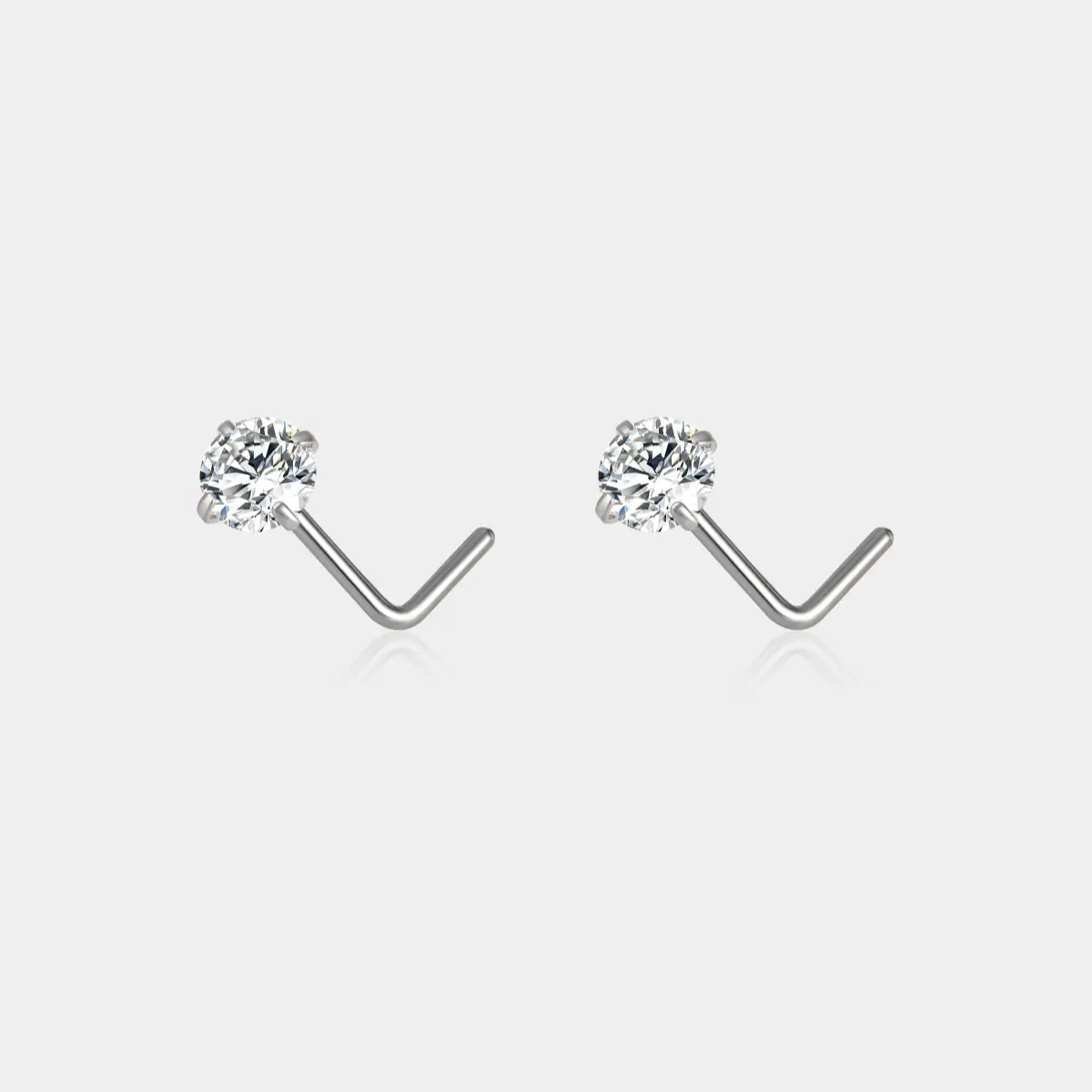 OUFER Titanium 2PCS 20G L-Shape Nose Studs Nose Piercing Jewelry