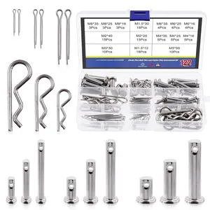 122 count 4 Styles Clevis Pin/Cotter Pin/Hair Pin/Dowel Pin Assortment Set, 15 Size 304 Stainless Steel Pin Fasteners for Automotive, Mechanics, , , Lawn Mower Use