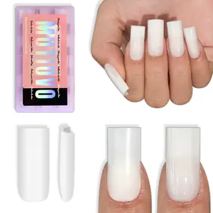 MUTIOVO Medium Square Nail Tips -180Pcs Solid Pure Color WHITE Soft Gel Fake Nails, Straight Full Cover Press on Nails, Pre-buffed Matte White Artificial Nails for Professional Salon & Home DIY