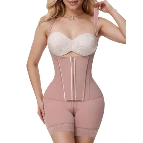 Women's High Compression Plus Size Faja Body Shaper Bodysuit - Front Zipper, Belly Control, Butt Lifter, Adjustable Straps, Seamless Fit, Body Contouring, Hidden Support, Cotton Liner (Up to 3XL)