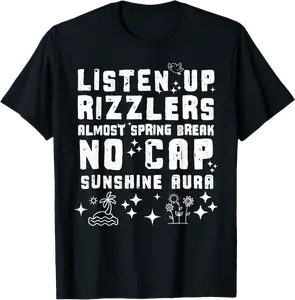Rizzlers Spring Break No Cap Teacher Funny Spring Break T-Shirt - Folusoal Shop 60B0DZJ4B57S