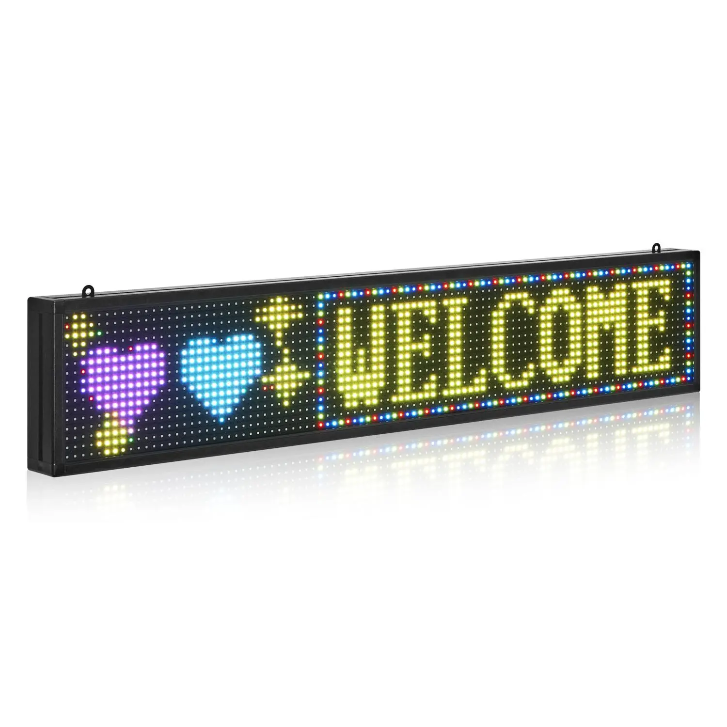 VEVOR Programmable High Quality LED Sign, P10 Full Color Flexible Panel with Aluminum Frame, DIY Custom Text Pattern GIF Display Board, App Controlled Bluetooth Wall Mount Shop Sign for Store Advertising, 52x8 in, High Quality Led Lights, Gif#BackToSchool