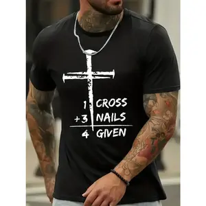 Men's Graphic T-Shirt - Funny Christian Cross Design - Royal Blue Crewneck Tee - Lightweight Everyday & Church Apparel - xzk59 Series Casual Top, Religious Motif Shirt