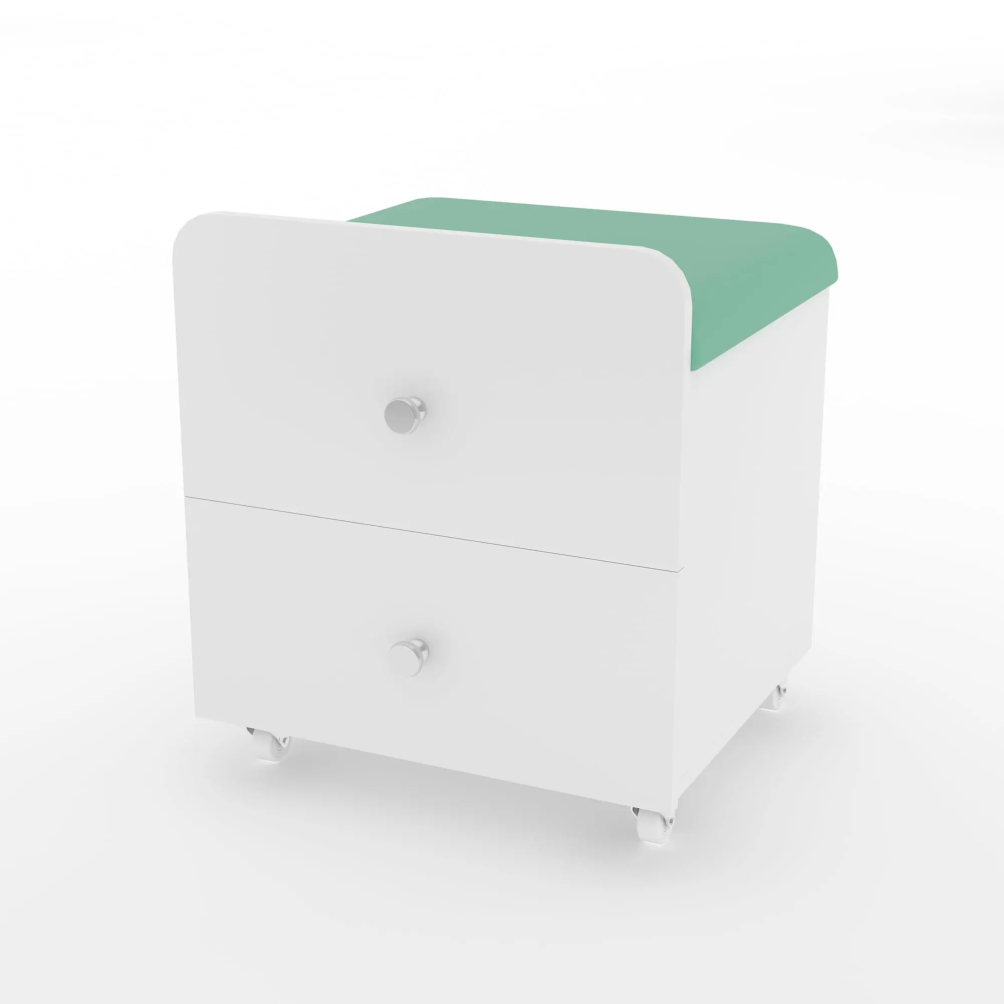 Modern Vanity Stool with Storage Drawer & Wheels – Upholstered Space-Saving Makeup Chair, Multi-Functional Ottoman Bench for Bedroom or Living Room