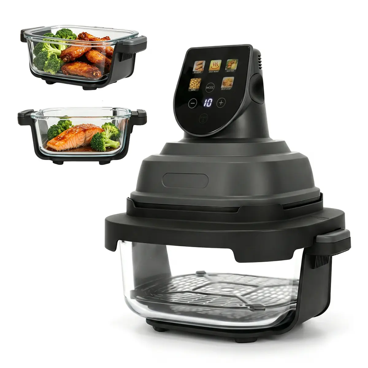 5-in-1 Glass Air Fryer Toaster Oven - 1500W Upgraded, Adjustable Temp & Time, Convenient, Efficient Cooking, Freezer & Dishwasher Safe Kitchen Appliance, Fryer Cooker, Countertop Fryer
