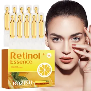 Rozino Retinol + VC Essence - Deeply Hydrates Dry Skin, Enhances Elasticity & Smoothness for Luminous Glow, Nourishes with Key Nutrients, 10 Ampoules (1.5mL Each) Lock in Freshness, Ideal for Daily Care, Travel & Intensive Hydration SPA