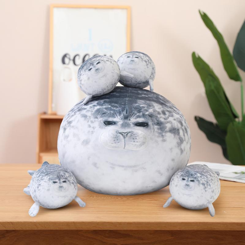 Cuddly Seal Plush Pillow with 4 Baby Seal Plushies In Her Tummy, Soft Hugging Stuffed Toy for anxity,Fun Seal Gift For Kids ,Outdoorfun cozyvibes