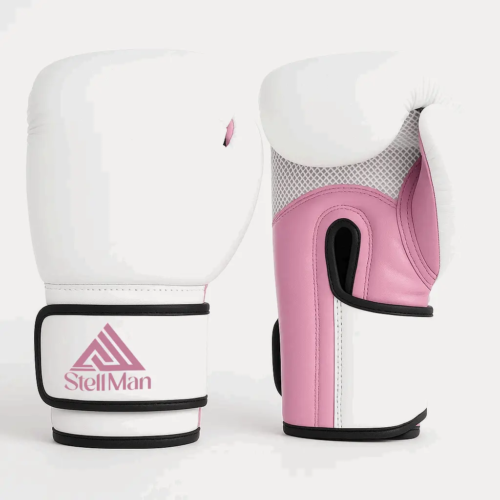 Stellman Winning Grappling Gloves White/Pink - 1 Pair Premium Protection & Superior Comfort for Grappling Kickboxing Sparring Fitness