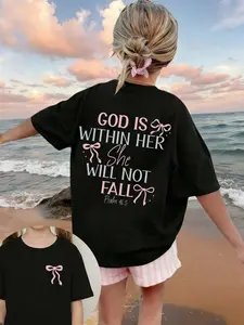 Tween Girls Fun Graphic T-Shirt – Casual Round Neck Short Sleeve Summer Top, Soft & Comfortable Everyday Wear for Active Kids