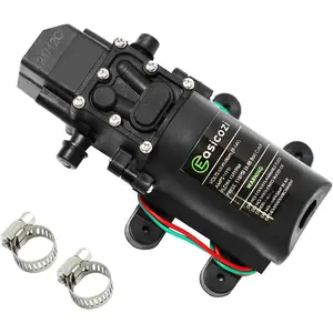 12V DC Fresh Water Pump with 2 Hose Clamp 12 Volt Diaphram Pump Self Primin Sprayer Pump with   4.5 L/Min 1.2 PM 110 PSI Adjustable for RV Camper Marine Boat Lawn