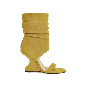 KYVELISA-MUSTARD SLOUCH WEDGE SANDAL BOOTIE