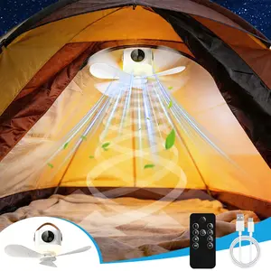 Portable Remote Control Fan with Light, USB Rechargeable Camping Fan, Wireless Tent Fan, Four Speed Settings, Timer Function, RV Truck Travel, Multifunction Portable Fan
