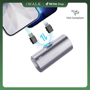 iWALK 5000mAh Portable Charger Power Bank, 20W PD Fast Chargeable Tech Accessory with USB Type-C & Lightning Plugs, Purple Silicone Case, LED Display, Durable Protection for iPhone 17-11 & Smartphones, Earbuds & Accessories, Summervibes Outdoor Use summer