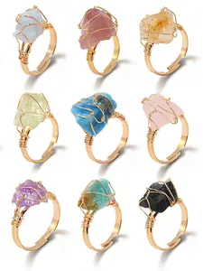 Handmade Wrapped Vintage Crystal Ring, Adjustable Irregular Crystal, Perfect Gift for Mother's Day, Birthday, Father's Day, Women