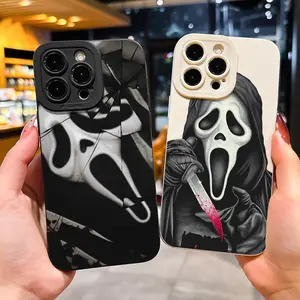 Halloween Skull Design Tpu Durable Anti-Drop Protective Phone Case, Casing, Shockproof Protector, 2 Pack, Fits iPhone 11-16 Pro Max, Soft Full Coverage, Creative Gift for Couples & Friends, Smartphone Accessories