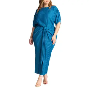 ELOQUII Women's Plus Size Draped Plisse Dress