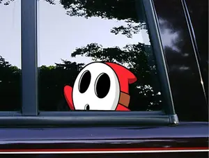 Shy Guy Peeker Peeking Sticker Car Decals Waterproof Weatherproof Vinyl Laptop Decals Classic Super Mario Bros Characters
