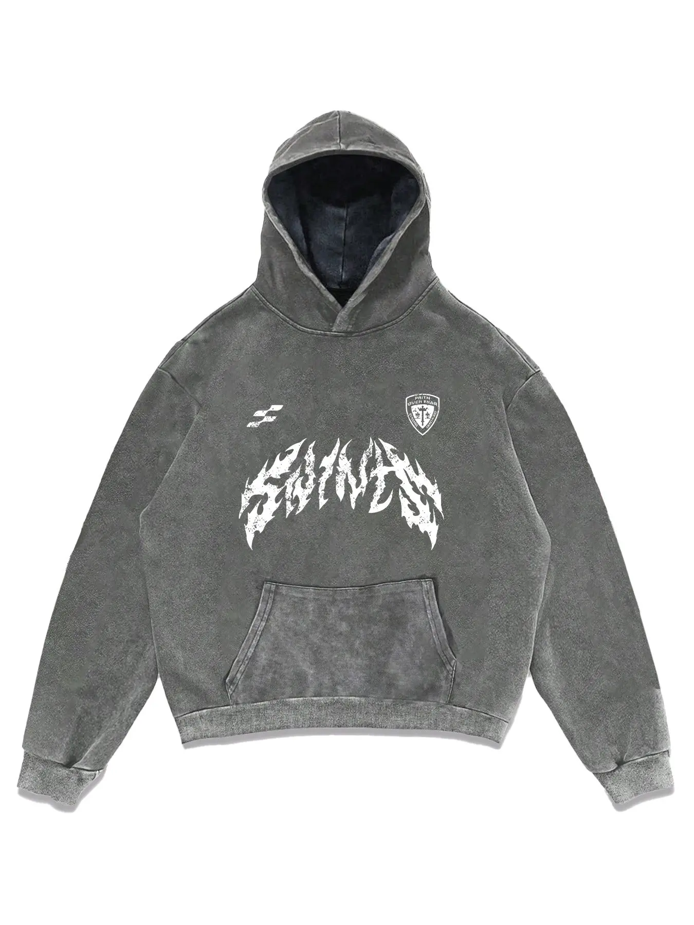 Men's Acid Wash Oversized Hoodie Streetwear Heavyweight Distressed Pullover Gothic Graphic Print Sweatshirt Retro Y2K Aesthetic Baggy Fit for Daily Street Style OOTD