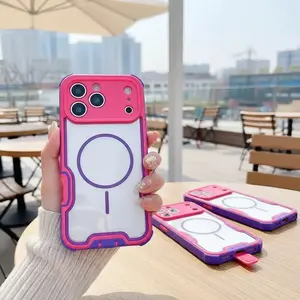 2-in-1 Transparent Back Mobile Phone Case with Built-in Dust Plug, Anti-Drop Full Protection Cover for IP 16 Pro Max, IP 17 Pro Max