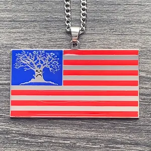 Haunted Mound Harold Flag Necklace Stainless Steel Pendant Mirror Polished Multicolor Sematary Flag Design with Free Gift Choice of Chain