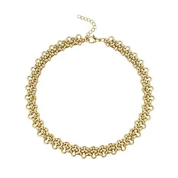 Stately Steel Stainless Steel Triple Rolo Chain Necklace