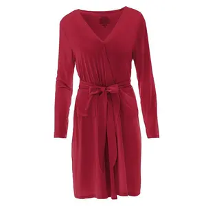 Women's Solid Bamboo Maternity/Nursing Robe - Crimson