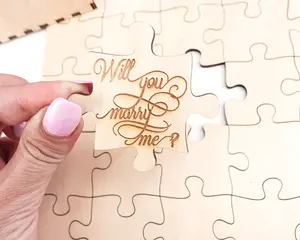 8"x8" - 49 pcs Surprise Marriage Proposal Set, Central Piece Engraved with "Will You Marry Me?" message