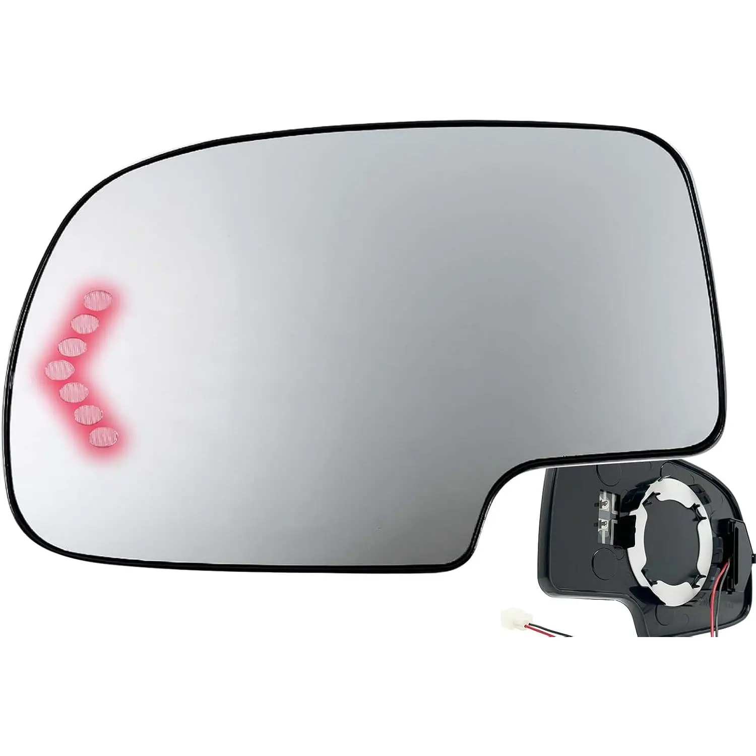 APA Rear View Mirror Glass Replacement, Heated Glass with LED Signal, Power-Operated Driver Left Side for 2003-2006 TAHOE YUKON ESCALADE AVALANCHE SUBURBAN, OEM Part # 88944391 GM 1324102