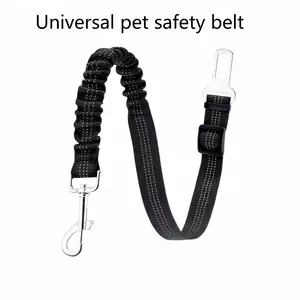 Dog Car Seat Belt – Adjustable Safety Harness with Elastic Cushioning, Anti-Tangle Design, Reinforced Metal Buckle, for Small and Medium Pets (Black)