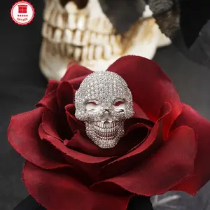 925 Sterling Silver 3.66g 925 Sterling Silver Weight 14g Hip Hop Skull Retro Trendy Ring Party Gift for Him, Anniversary Gift, Birthday Gift, Christmas Gift, Fashion Accessories, Statement Ring, Skull Design, Handmade Ring, Fashion Ring