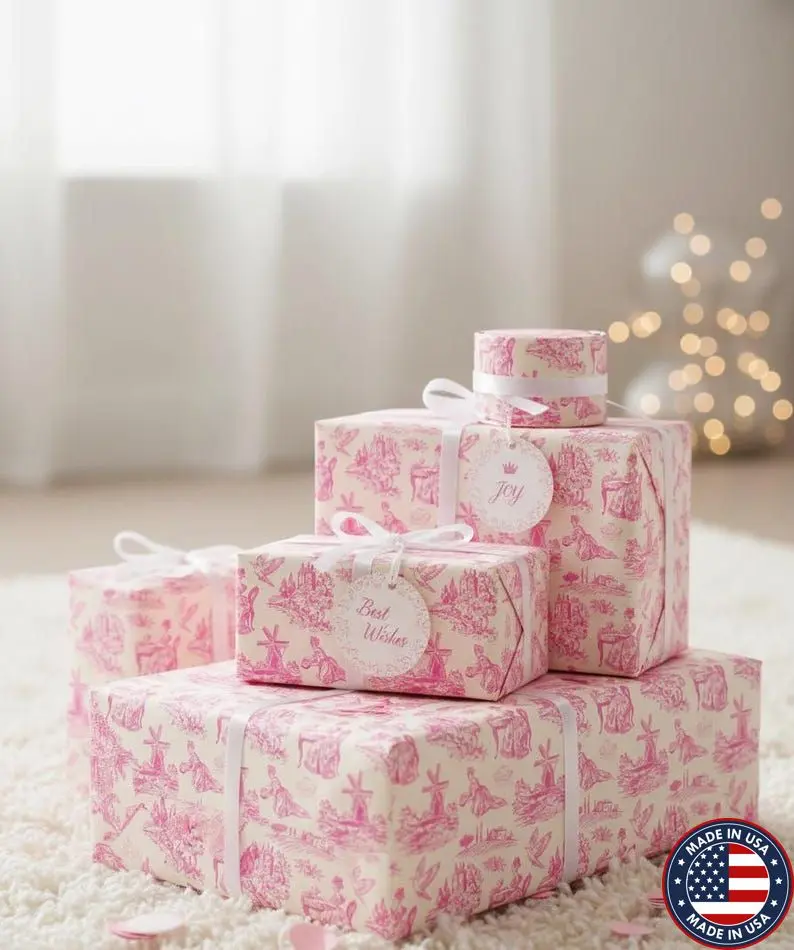 Elegant Pink Chinoiserie Wrapping Paper | Gift Wrapping Paper | Christmas Wrapping Paper | Charming Floral Wrapping Paper