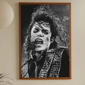 Michael Jackson Concert Armor Poster – Iconic Metallic Stage Jacket Black‑and‑White Wall Art Print, Bold Music Decor for Bedroom, Studio, Dorm or Creative Spaces