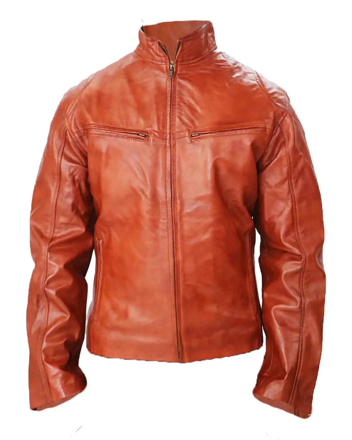 MotorCycleJackets Men's Fashion Brown Genuine Leather Jacket