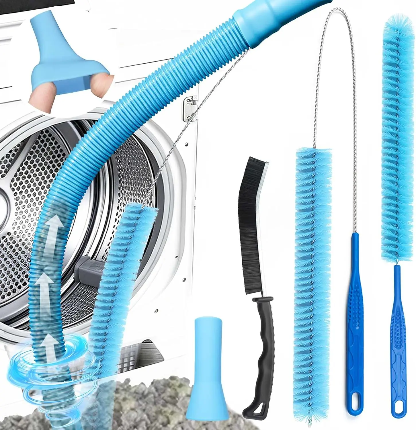 5 Packs Dryer Vacuum Hose Attachment, Vent Cleaner Kit Lint Brush Shop Vac LintTrap, Compatible with Most Vacuum Cleaner, 30Inch Flexible Deep Cleaning, Multi-Purpose Home Cleaning