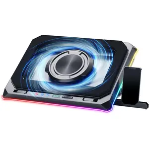 Gaming Laptop Cooling Pad with  Turbofan, Laptop Fan Cooling Pad for Laptop 15-21 Inches, RGB Laptop Cooler Stand with 8 Height Adjustable, Infinitely Variable Speed, LCD Screen