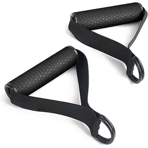 Upgraded Heavy Duty Exercise Handles, Cable Machine Attachments Resistance Bands With Solid ABS Core Grips, Fitness Strap Stirrup Handle Cable Attachment posture