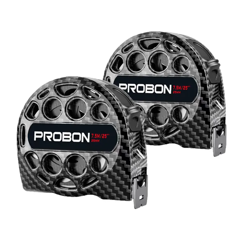 PROBON Black 25ft (7.5m) Stainless Steel Tape Measure, Waterproof Auto-Lock Retractable Durable Measuring Tool for Construction Projects, DIY Tasks, Construction Tools