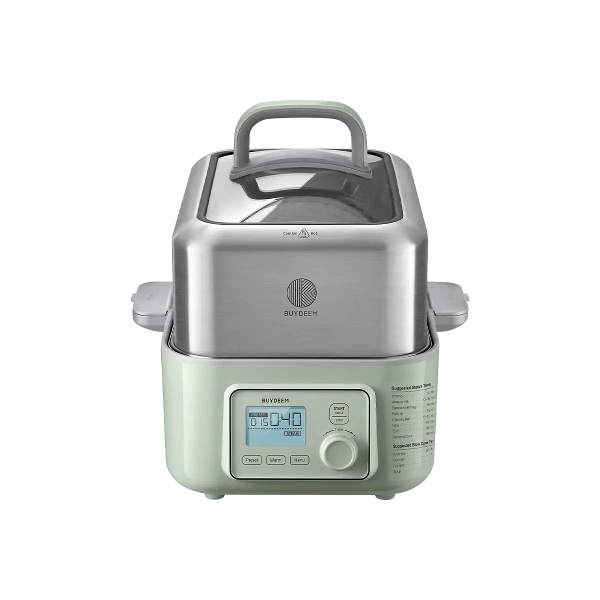 BUYDEEM 5L Electric Steamer Pot with Smart Timer & Keep Warm, Rapid Steam, Multi-functional Food Steamer for Home Cooking, G563 (Light Fir Green) - Perfect Gift for Holidays