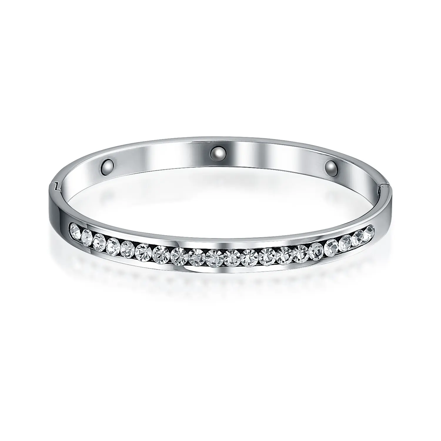 Stacking CZ Channel Set Bangle Bracelet CZ Gold Silver Tone Stainless Steel