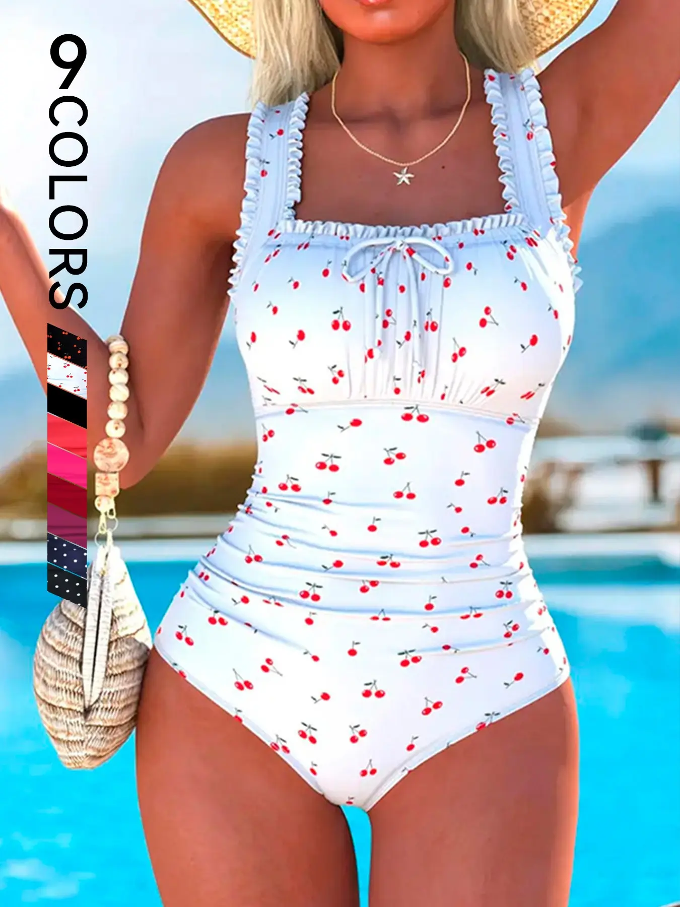 New High-End Sexy One-Piece Quick Drying Swimsuit, Breathable Quick-Dry, Belly Concealing, Slimming Ruffled Lace, Backless Design, Women's Swimwear