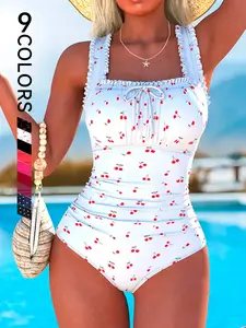 New High-End Sexy One-Piece Swimsuit, Breathable Quick-Dry, Belly Concealing, Slimming Ruffled Lace, Backless Design, Women's Swimwear