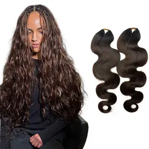 Body Wave Feather Crochet Human Hair Extensions 2pack 100 Roots Dark Brown Color  #1B/4 Knotless Pre-Separated Crochet Braid Hair Extensions Human Hair Omber Color#1B/4 Feather Crochet Hair Extensions Ombre Crochet Hair 1b/4 Ombre Braiding Hair