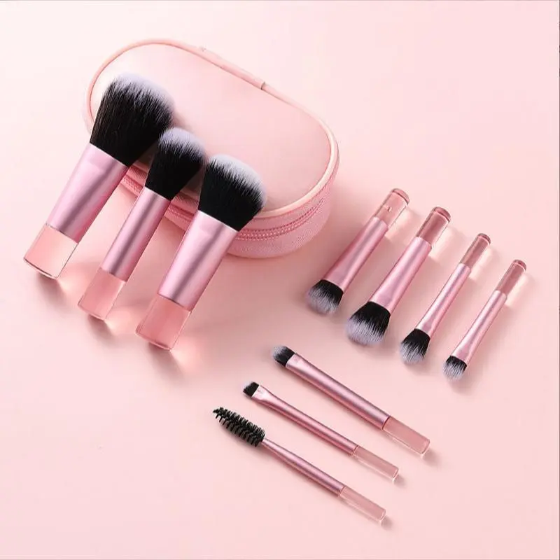 Mini Makeup Brush Set with Storage Case, Makeup Brush Kit, 10pcs/set Professional Soft Bristles Makeup Brushes, Portable Travel Cosmetic Brushes for Face & Eye Makeup, Beauty Travel Brush, Cosmetics Brush